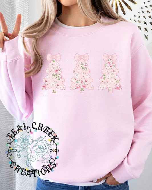 Pink Tree Trio Crewneck