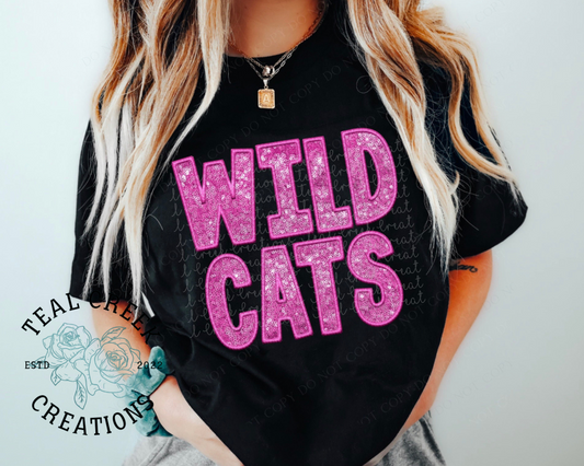 Faux Sequin Pink Wildcats Tee