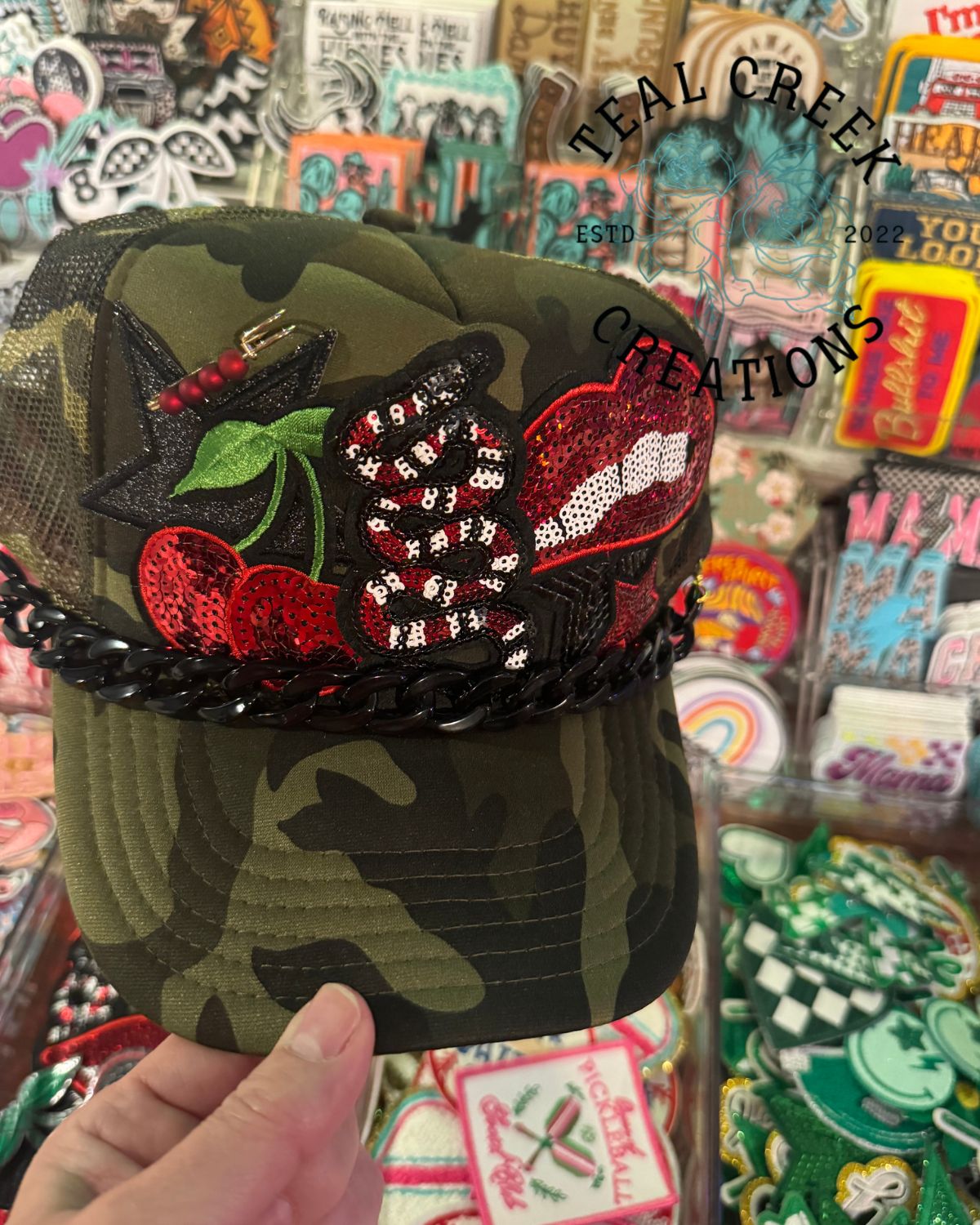 Sequin Snake Camo Trucker Hat