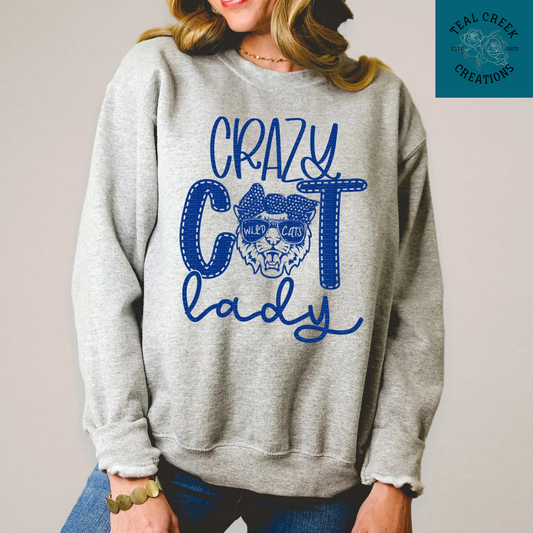 Blue Crazy Cat Lady Crewneck