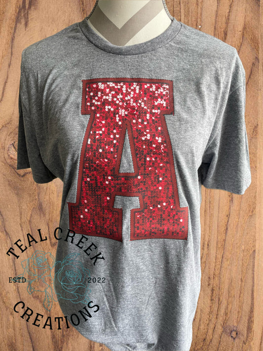 Maroon A Faux Sequined Tee