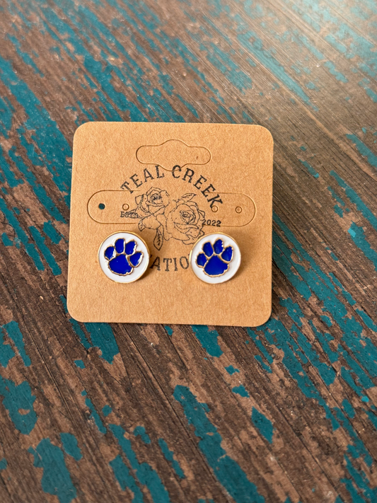 Blue Paw Print Earrings