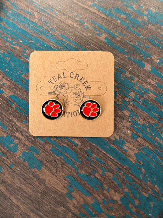 Red Paw Print Earrings