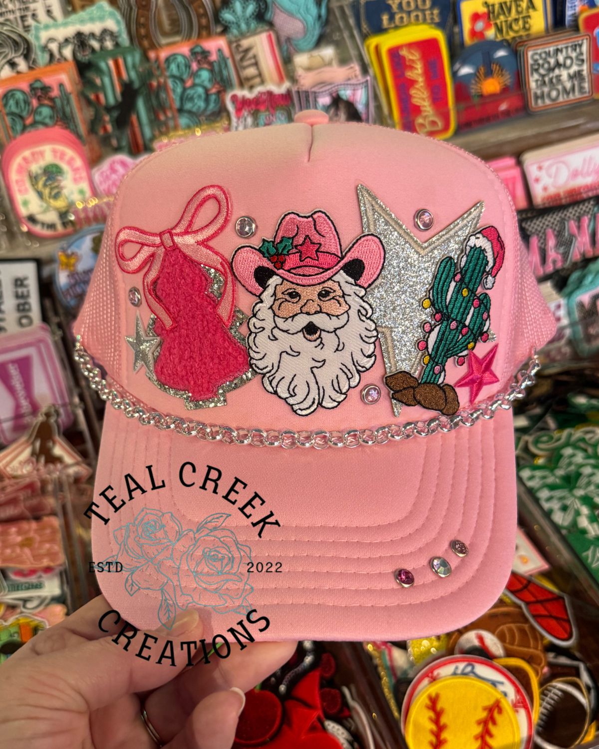 Pink Cowboy Santa Trucker Hat